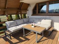 Aranżacja: Beżowy narożnik wypoczynkowy na taras 220x220cm Panaon - Light Beige Teak