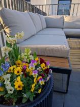 Aranżacja: Beżowy narożnik wypoczynkowy na taras Panaon Corner XL Light Beige Teak