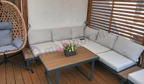Aranżacja: Beżowy narożnik wypoczynkowy na taras Panaon Corner XL Light Beige Teak