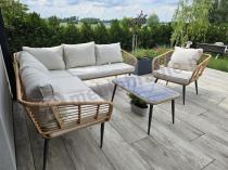 Aranżacja: Beżowy narożnik z fotelem na taras w stylu boho - Torgiano Corner - Brown