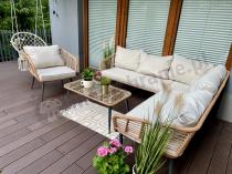 Aranżacja: Beżowy narożnik z fotelem na taras w stylu boho - Torgiano Corner - Brown