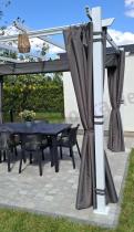 Aranżacja: Biała Aluminiowa pergola z zasłonami na taras Kirn 3x4 - Grey White