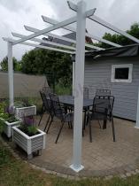 Aranżacja: Biała pergola na taras z materiałowym dachem Kirn 3x3 - Grey White