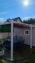 Aranżacja: Biała pergola na taras z materiałowym dachem Kirn 3x3 - Grey White
