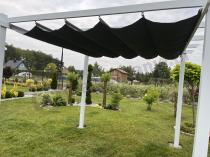 Aranżacja: Biała pergola na taras z materiałowym dachem Kirn 3x3 - Grey White