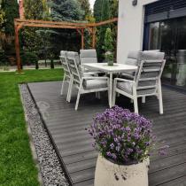 Aranżacja: Biały komplet mebli tarasowych - stół 150cm + 6 foteli Renalo Dining - 6+1