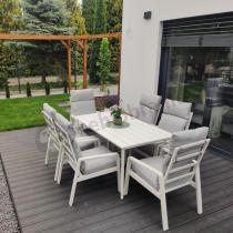 Aranżacja: Biały komplet mebli tarasowych - stół 150cm + 6 foteli Renalo Dining - 6+1