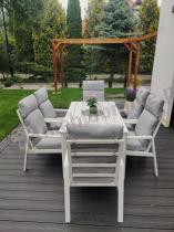 Aranżacja: Biały komplet mebli tarasowych - stół 150cm + 6 foteli Renalo Dining - 6+1