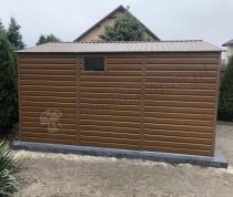 Aranżacja: Blaszak drewnopodobny brązowy Dummer 341x386x229cm – Wood