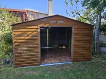 Aranżacja: Blaszana szopa na narzędzia ogrodowe Agger 340x319cm (10,2m2) – Wood