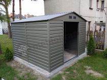 Aranżacja: Blaszany domek narzędziowy szary Agger 277x255cm (6,5m2) - Srebrny ciemny GA15