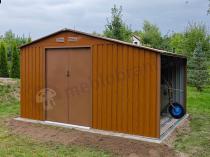 Aranżacja: Blaszany domek narzędziowy z drewutnią Wipper 342x255cm (6,5m2) – Wood