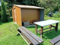 Aranżacja: Blaszany domek narzędziowy z drewutnią Wipper 342x255cm (6,5m2) – Wood