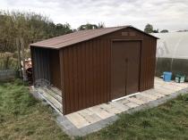 Aranżacja: Blaszany domek narzędziowy z drewutnią Wipper 342x255cm (6,5m2) – Wood