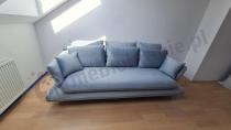 Aranżacja: Błękitna sofa kanapa rozkładana na drewnianych nóżkach Monte 242x110 cm Solar 70