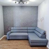 Aranżacja: Błękitny narożnik do salonu w stylu minimalistycznym Livio 249x184 cm Evolution 13 ice blue prawy