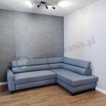 Aranżacja: Błękitny narożnik do salonu w stylu minimalistycznym Livio 249x184 cm Evolution 13 ice blue prawy