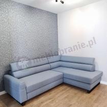 Aranżacja: Błękitny narożnik do salonu w stylu minimalistycznym Livio 249x184 cm Evolution 13 ice blue prawy
