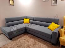 Aranżacja: Błękitny narożnik z funkcją spania Livio 249x184 cm Evolution 13 ice blue lewy