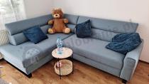 Aranżacja: Błękitny narożnik z funkcją spania Livio 249x184 cm Evolution 13 ice blue lewy