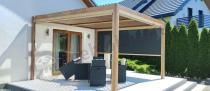 Aranżacja: Boczna roleta zacieniająca na ścianę 4m pergoli ogrodowej Lufel - 377x236cm - Woodlook