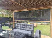 Aranżacja: Boczna roleta zacieniająca na ścianę 4m pergoli ogrodowej Lufel - 377x236cm - Woodlook