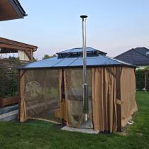 Aranżacja: Brązowa nowoczesna altana ogrodowa dach poiliwęglan Havero 3,5x4 - Woodlook