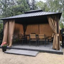 Aranżacja: Brązowa nowoczesna altana ogrodowa metalowa Hater 3,5x4 - Woodlook