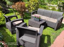 Aranżacja: Brązowa sofa i fotele do ogrodu Corfu Set Max Curver