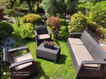 Aranżacja: Brązowa sofa i fotele do ogrodu Corfu Set Max Curver