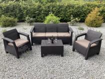 Aranżacja: Brązowa sofa i fotele do ogrodu Corfu Set Max Curver