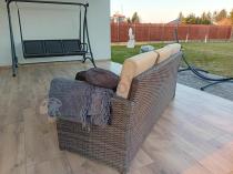 Aranżacja: Brązowa sofa ogrodowa z technorattanu 185cm Cofete – Brown