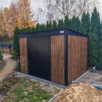 Aranżacja: Brązowa szopa na narzędzia Nittel Plus 300x240 cm - drzwi na zawiasach - Wooden