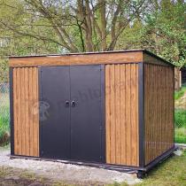 Aranżacja: Brązowa szopa na narzędzia Nittel Plus 300x240 cm - drzwi na zawiasach - Wooden