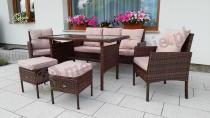 Aranżacja: Brązowe meble technorattanowe z wysokim stołem 120cm i sofą Torino Dining