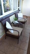 Aranżacja: Brązowy komplet mebli na mały balkon Morrone Duo Carmel & Latte