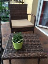 Aranżacja: Brązowy komplet mebli na mały balkon Morrone Duo Carmel & Latte