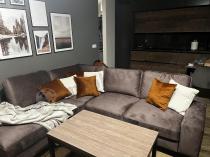 Aranżacja: Brązowy narożnik Flavio Slim z funkcją spania 255x214cm lewy