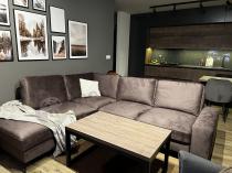 Aranżacja: Brązowy narożnik Flavio Slim z funkcją spania 255x214cm lewy