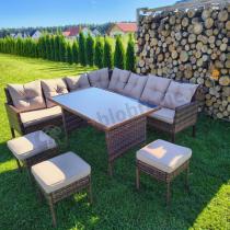 Aranżacja: Brązowy narożnik ogrodowy 190x190cm i pufy Torino Corner XL - Carmel