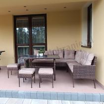 Aranżacja: Brązowy narożnik ogrodowy 190x190cm i pufy Torino Corner XL - Carmel