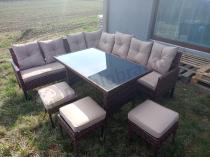 Aranżacja: Brązowy narożnik ogrodowy 190x190cm i pufy Torino Corner XL - Carmel