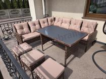 Aranżacja: Brązowy narożnik ogrodowy 190x190cm i pufy Torino Corner XL - Carmel