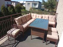 Aranżacja: Brązowy narożnik ogrodowy 190x190cm i pufy Torino Corner XL - Carmel