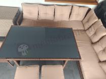 Aranżacja: Brązowy narożnik ogrodowy 190x190cm i pufy Torino Corner XL - Carmel