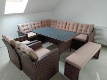 Aranżacja: Brązowy narożnik technorattanowy z fotelem i ławką Topiano Plus Carmel & Latte