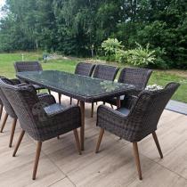 Aranżacja: Brązowy zestaw ogrodowy ze stołem obiadowym 220cm i 8 fotelami technorattanowymi Tonitto Dining 8+1