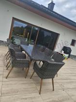 Aranżacja: Brązowy zestaw ogrodowy ze stołem obiadowym 220cm i 8 fotelami technorattanowymi Tonitto Dining 8+1