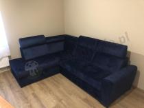 Aranżacja: Ciemnoniebieska kanapa narożna z regulowanymi zagłówkami Riva 274x210 cm lewostronna