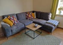 Aranżacja: Ciemnoszary narożnik Flavio Slim z funkcją spania 255x214cm prawy